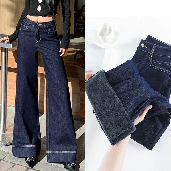 Cozy High-Waisted Winter Jeans